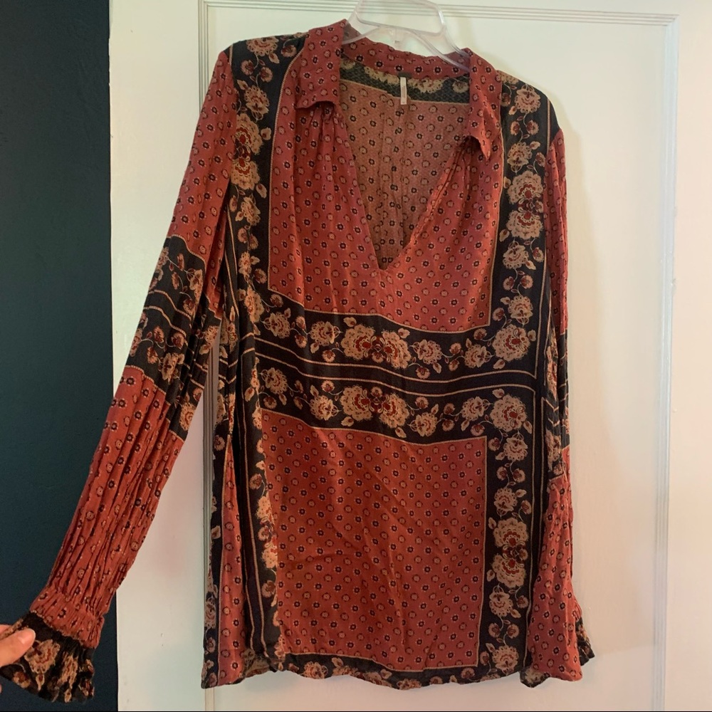 Free People red boho tunic shirt or dress